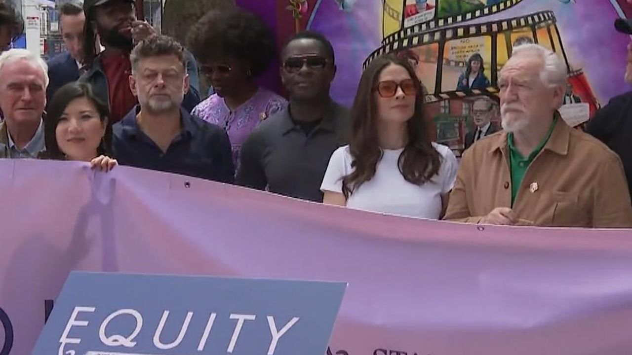 Actors and actresses spoke to Sky News at the Equity rally in Leicester  Square, in solidarity with the SAG-AFTRA strikes.