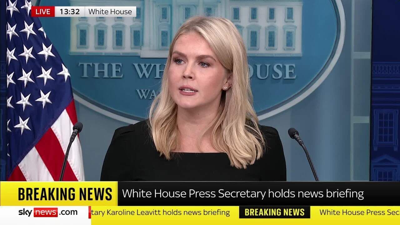 Karoline Leavitt reads out message from President Donald Trump stating he  will make a decision on Iran 'within two weeks' | World News | Sky News