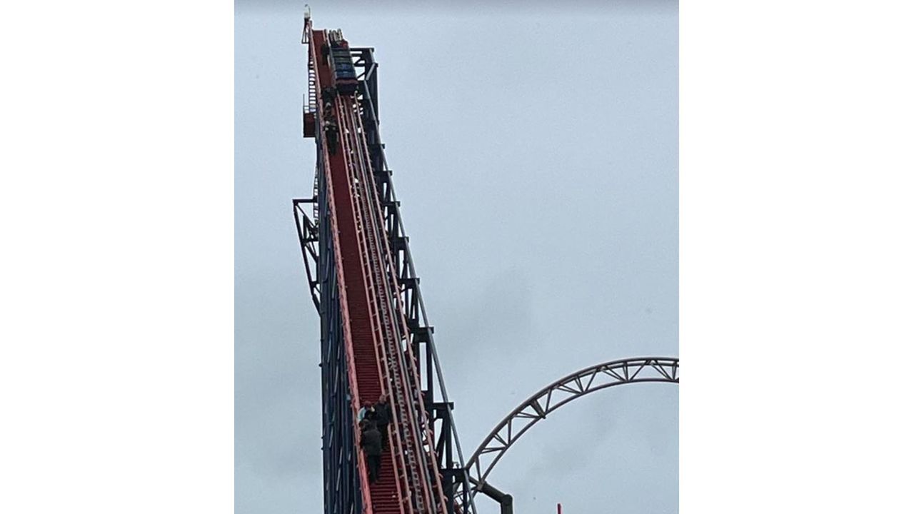 Blackpool rollercoaster ride halted mid climb due to Storm Noa