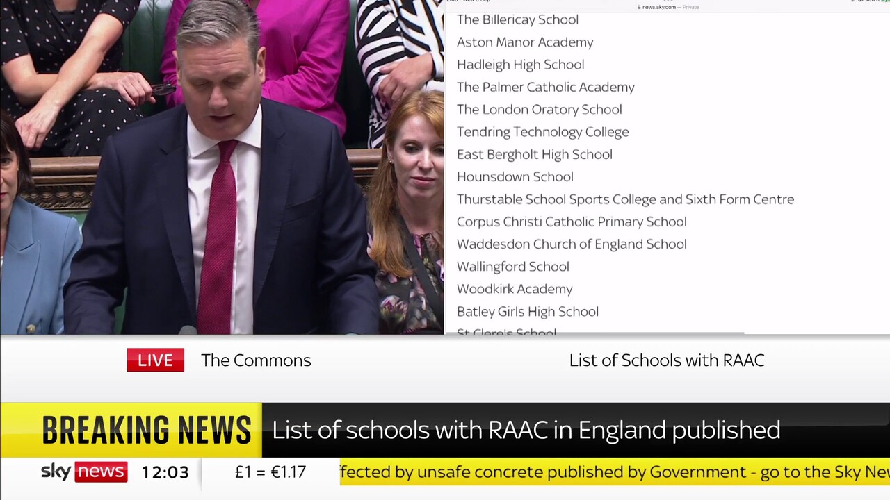 Full list of schools in England affected by unsafe concrete